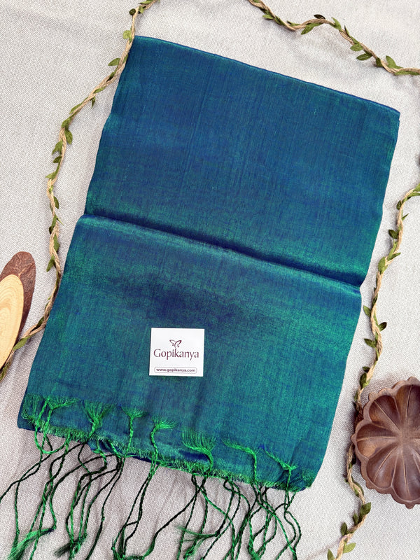 Rama Dual Tone Handloom Tissue Cotton  Saree