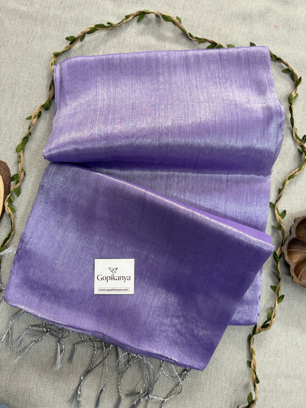 Lavender Handloom Tissue Cotton  Saree