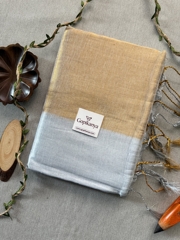 WhiteNd Gold  Handloom Tissue Cotton Saree | Gopikanya